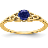 10K Yellow Gold Created Sapphire Celtic Knot Ring - 0.33 Carat Lab-Created Sapphire by 0
