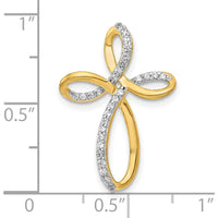10K Yellow Gold Cross Chain Slide Pendant with Round Diamonds - 1/6 Carat Total Diamond Weight by Oro Pregiato
