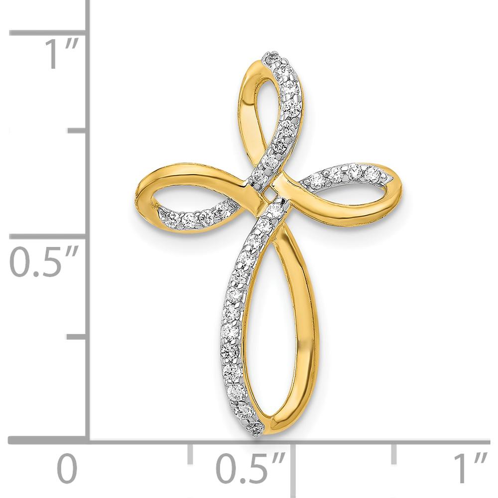 10K Yellow Gold Cross Chain Slide Pendant with Round Diamonds - 1/6 Carat Total Diamond Weight by Oro Pregiato
