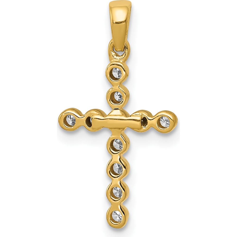 10K Yellow Gold Cross Pendant with Bezel-Set Round Diamonds - 0.10 Carat Total Diamond Weight by Oro Pregiato