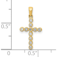 10K Yellow Gold Cross Pendant with Bezel-Set Round Diamonds - 0.10 Carat Total Diamond Weight by Oro Pregiato