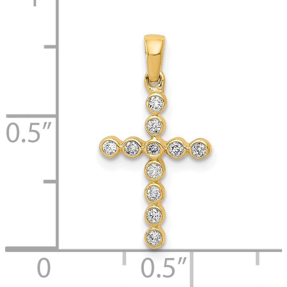 10K Yellow Gold Cross Pendant with Bezel-Set Round Diamonds - 0.10 Carat Total Diamond Weight by Oro Pregiato