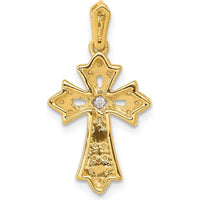 10K Yellow Gold Cross Pendant with Round and Princess Illusion Diamonds - 0.10 Carat Total Diamond Weight by Oro Pregiato