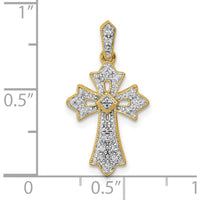 10K Yellow Gold Cross Pendant with Round and Princess Illusion Diamonds - 0.10 Carat Total Diamond Weight by Oro Pregiato