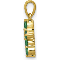 10K Yellow Gold Cross Pendant with Round Emeralds and Diamond Accent - 0.15 Carat Total Emerald Weight, 0.05 Carat Total Diamond Weight by Oro Pregiato