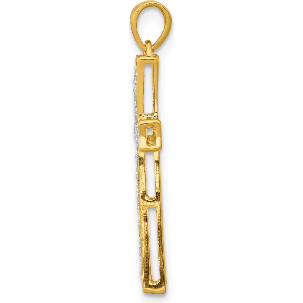 10K Yellow Gold Cross Pendant with Round Prong-Set Diamonds - 0.20 Carat Total Diamond Weight by Oro Pregiato