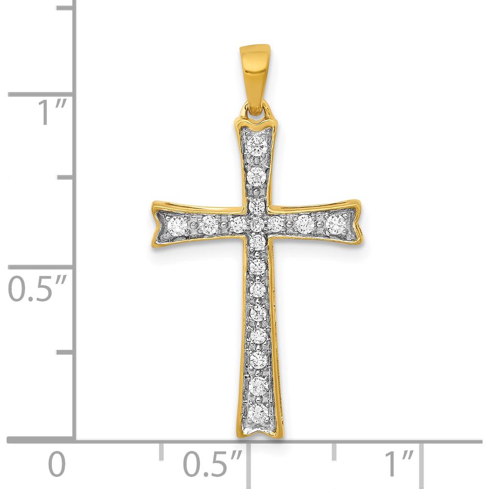 10K Yellow Gold Cross Pendant with Round Prong-Set Diamonds - 0.20 Carat Total Diamond Weight by Oro Pregiato