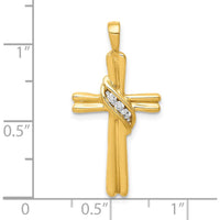 10K Yellow Gold Cross Pendant with Three Round Diamonds - 0.017 Carat Total Diamond Weight by Oro Pregiato