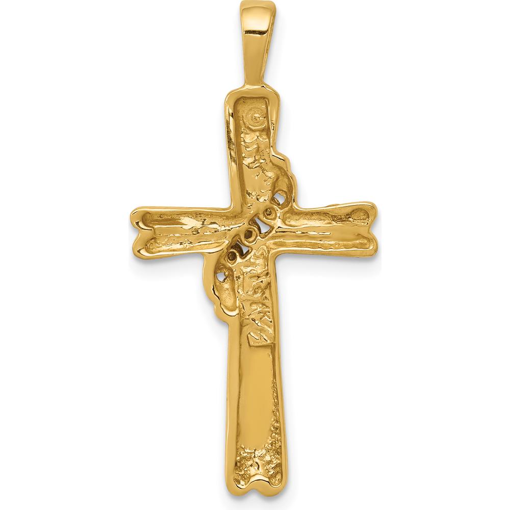 10K Yellow Gold Cross Pendant with Three Round Diamonds - 0.017 Carat Total Diamond Weight by Oro Pregiato