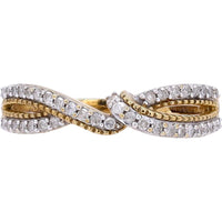 10K Yellow Gold Crossover Band with 0.25 Carat Pave-Set Diamonds