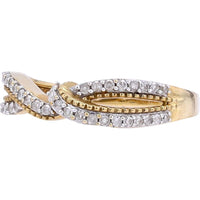 10K Yellow Gold Crossover Band with 0.25 Carat Pave-Set Diamonds