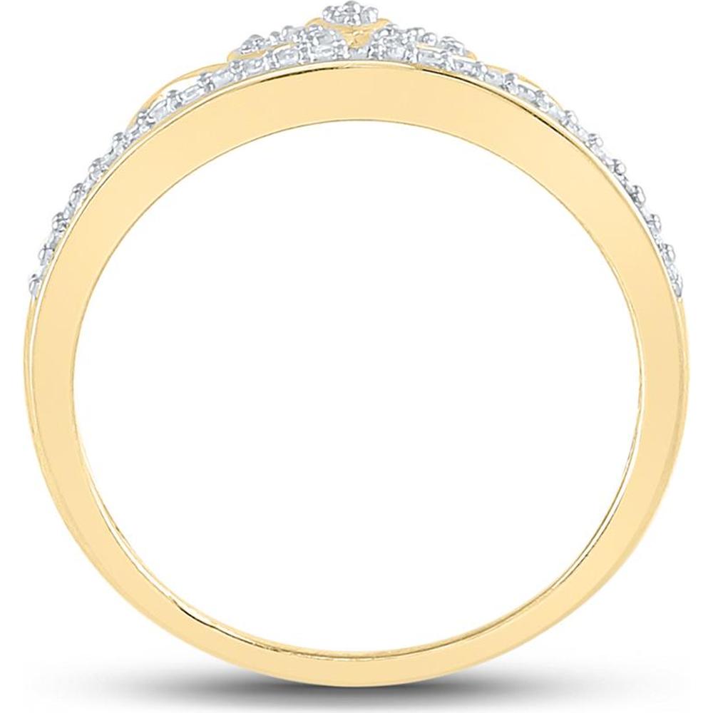 10K Yellow Gold Crown Tiara Ring with Pave-Set Round Diamonds - 0.10 Carat Total Diamond Weight