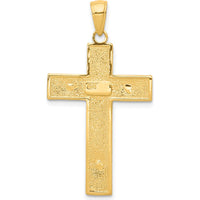 10K Yellow Gold Crucifix Pendant - Polished Finish, 38mm Length