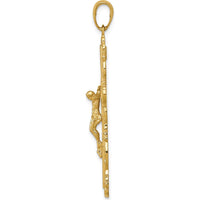 10K Yellow Gold Crucifix Pendant with Intricate Filigree Design - Polished Finish
