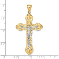 10K Yellow Gold Crucifix Pendant with Rhodium Accents - 52.8mm Length