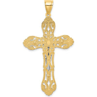 10K Yellow Gold Crucifix Pendant with Rhodium Accents - 52.8mm Length