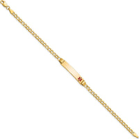 10K Yellow Gold Cuban Link Medical Alert ID Bracelet with Red Enamel Emblem