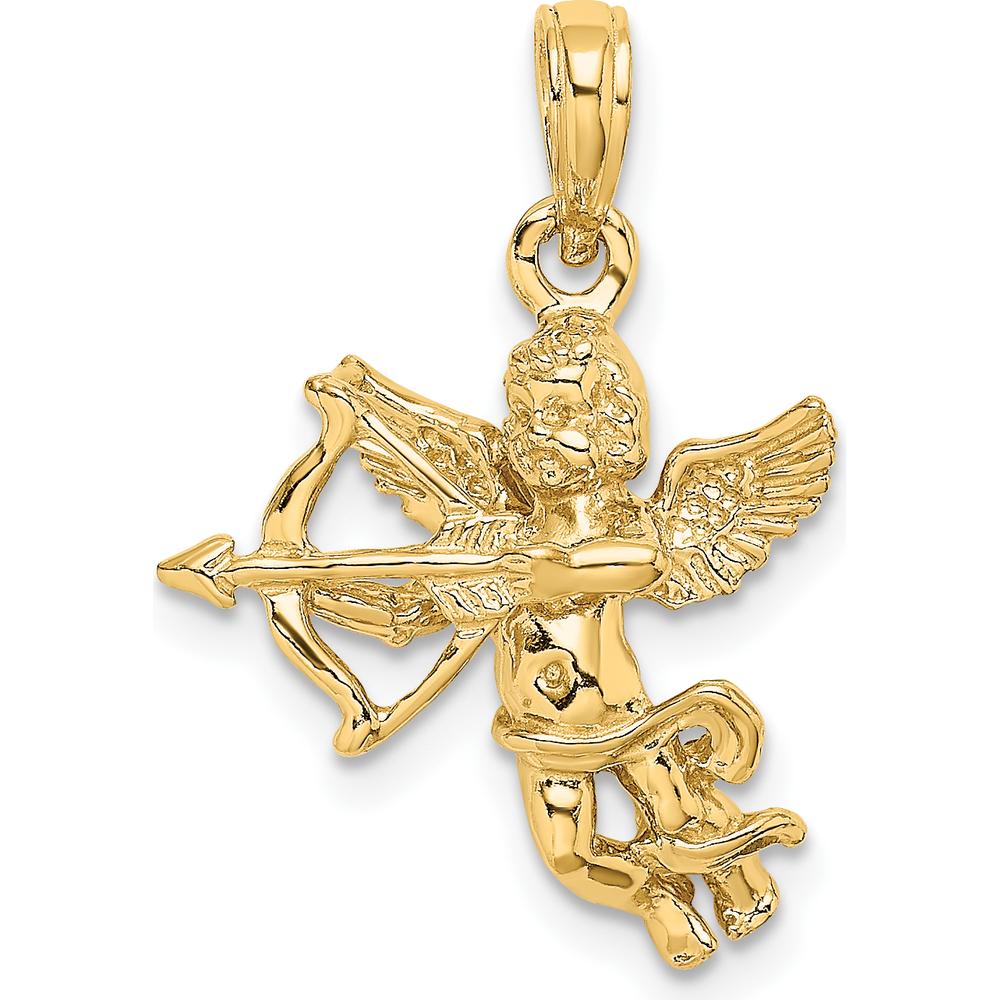 10K Yellow Gold Cupid with Bow and Arrow Charm - 22.5mm Length