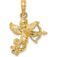 10K Yellow Gold Cupid with Bow and Arrow Charm - 22.5mm Length