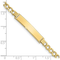 10K Yellow Gold Curb Link ID Bracelet with Engravable Plate - 7 inch