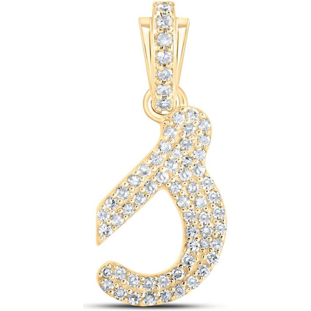 10K Yellow Gold Cursive Initial "S" Pendant with Prong-Set Round Diamonds - 1/4 Carat Total Diamond Weight