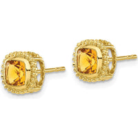 10K Yellow Gold Cushion Citrine Button Earrings - 1.0 Carat Total Gem Weight by Monteluci Fine Jewelry