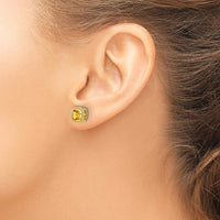 10K Yellow Gold Cushion Citrine Button Earrings - 1.0 Carat Total Gem Weight by Monteluci Fine Jewelry