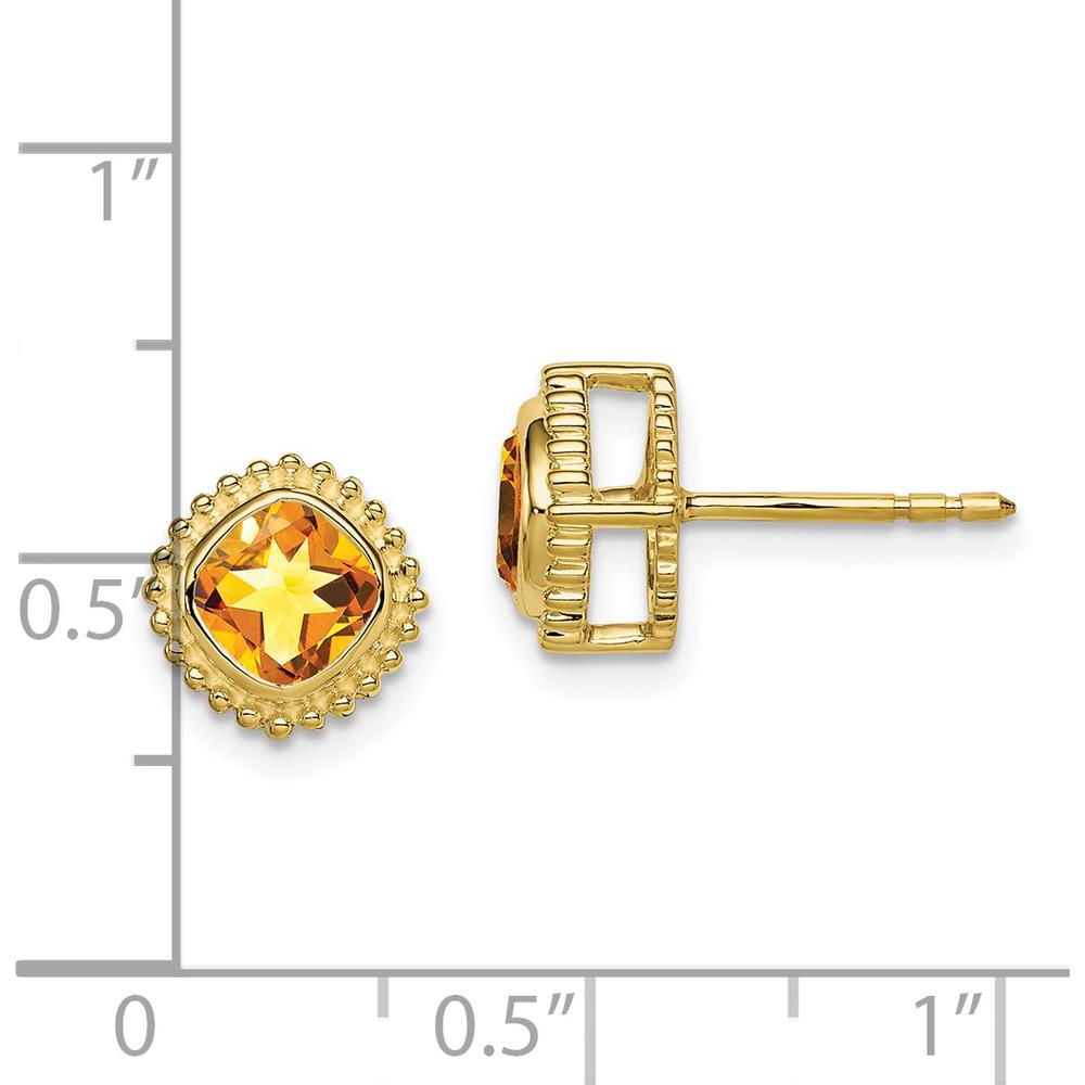 10K Yellow Gold Cushion Citrine Button Earrings - 1.0 Carat Total Gem Weight by Monteluci Fine Jewelry