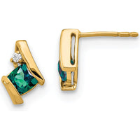10K Yellow Gold Cushion Cut Alexandrite and Diamond Earrings - 0.323 Carat Total Gem Weight by Oro Pregiato