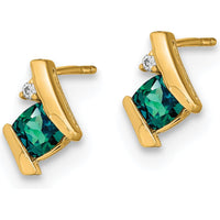 10K Yellow Gold Cushion Cut Alexandrite and Diamond Earrings - 0.323 Carat Total Gem Weight by Oro Pregiato