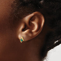 10K Yellow Gold Cushion Cut Alexandrite and Diamond Earrings - 0.323 Carat Total Gem Weight by Oro Pregiato