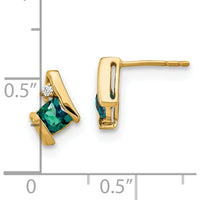 10K Yellow Gold Cushion Cut Alexandrite and Diamond Earrings - 0.323 Carat Total Gem Weight by Oro Pregiato