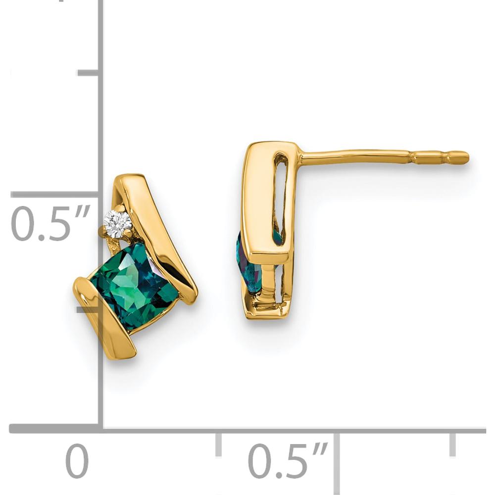 10K Yellow Gold Cushion Cut Alexandrite and Diamond Earrings - 0.323 Carat Total Gem Weight by Oro Pregiato