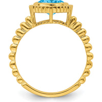 10K Yellow Gold Cushion Cut Blue Topaz Ring - 1.35 Carat Total Gemstone Weight by 0