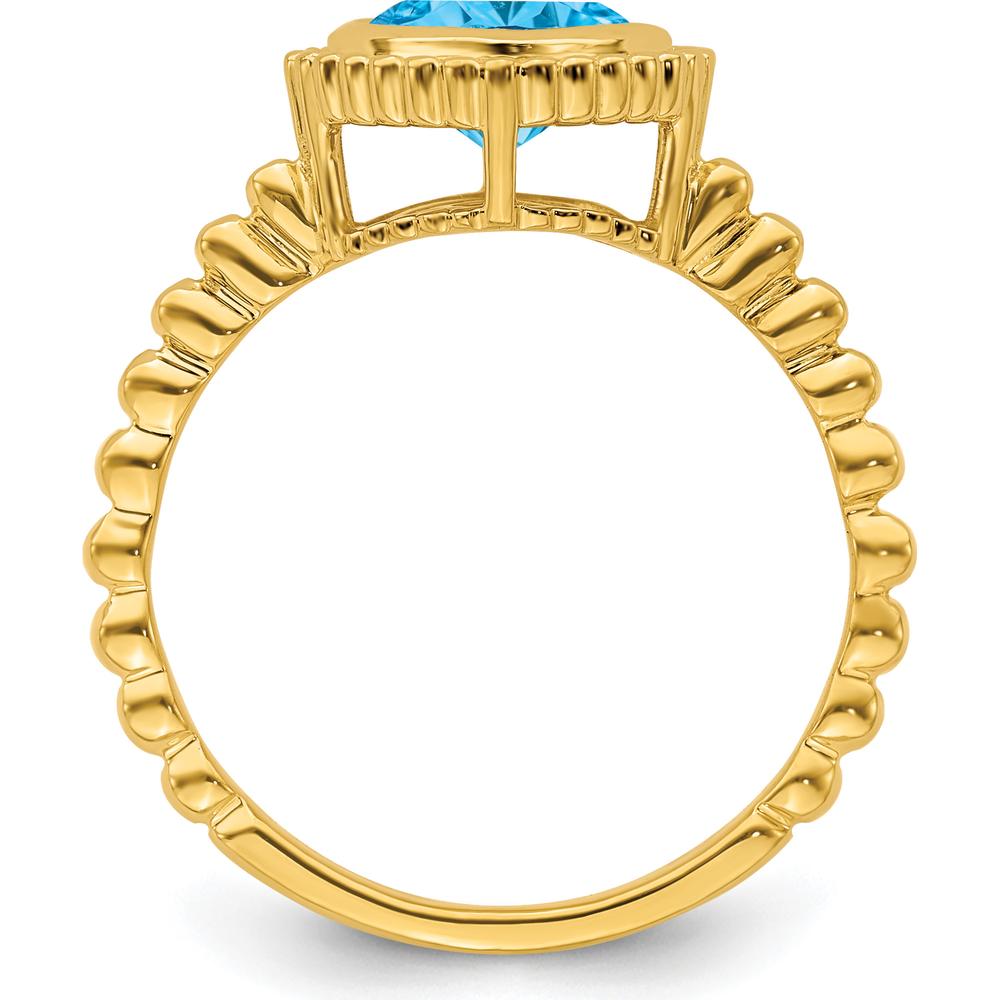 10K Yellow Gold Cushion Cut Blue Topaz Ring - 1.35 Carat Total Gemstone Weight by 0