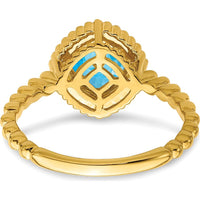 10K Yellow Gold Cushion Cut Blue Topaz Ring - 1.35 Carat Total Gemstone Weight by 0