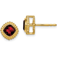 10K Yellow Gold Cushion Cut Garnet Earrings - 0.7 Carat Total Garnet Weight by Monteluci Fine Jewelry