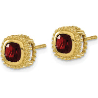 10K Yellow Gold Cushion Cut Garnet Earrings - 0.7 Carat Total Garnet Weight by Monteluci Fine Jewelry
