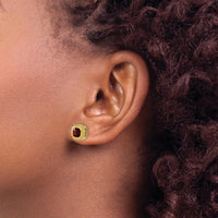 10K Yellow Gold Cushion Cut Garnet Earrings - 0.7 Carat Total Garnet Weight by Monteluci Fine Jewelry