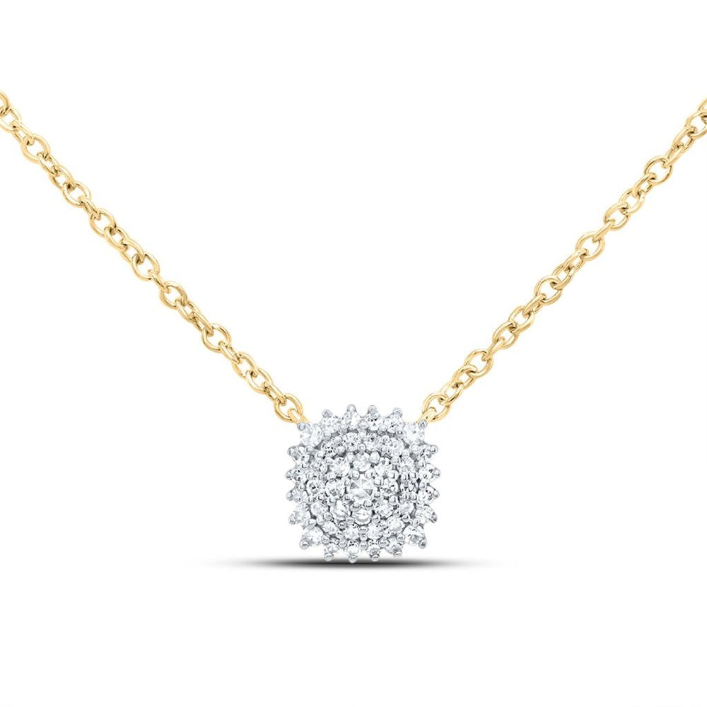 10K Yellow Gold Cushion Diamond 18-Inch Necklace - 1/7 Carat Total Diamond Weight