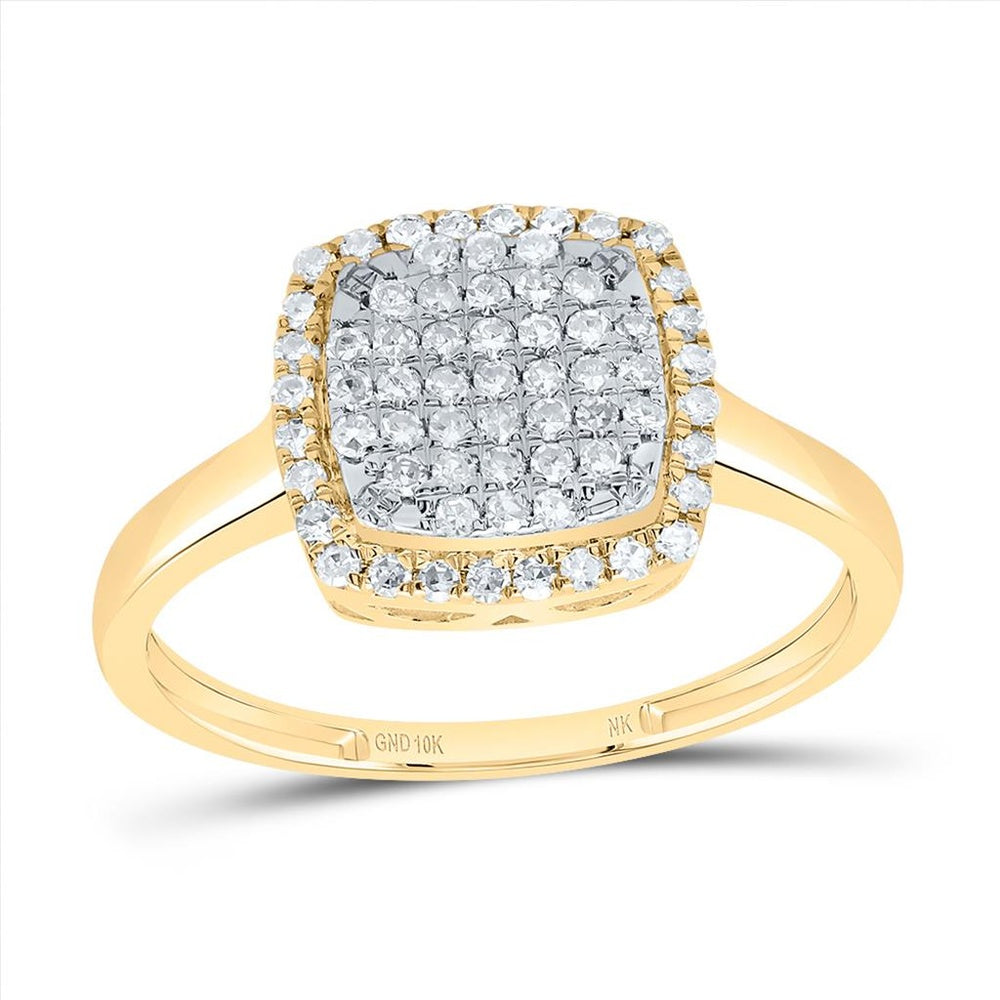 10K Yellow Gold Cushion Diamond Ring - 1/3 Carat Total Diamond Weight