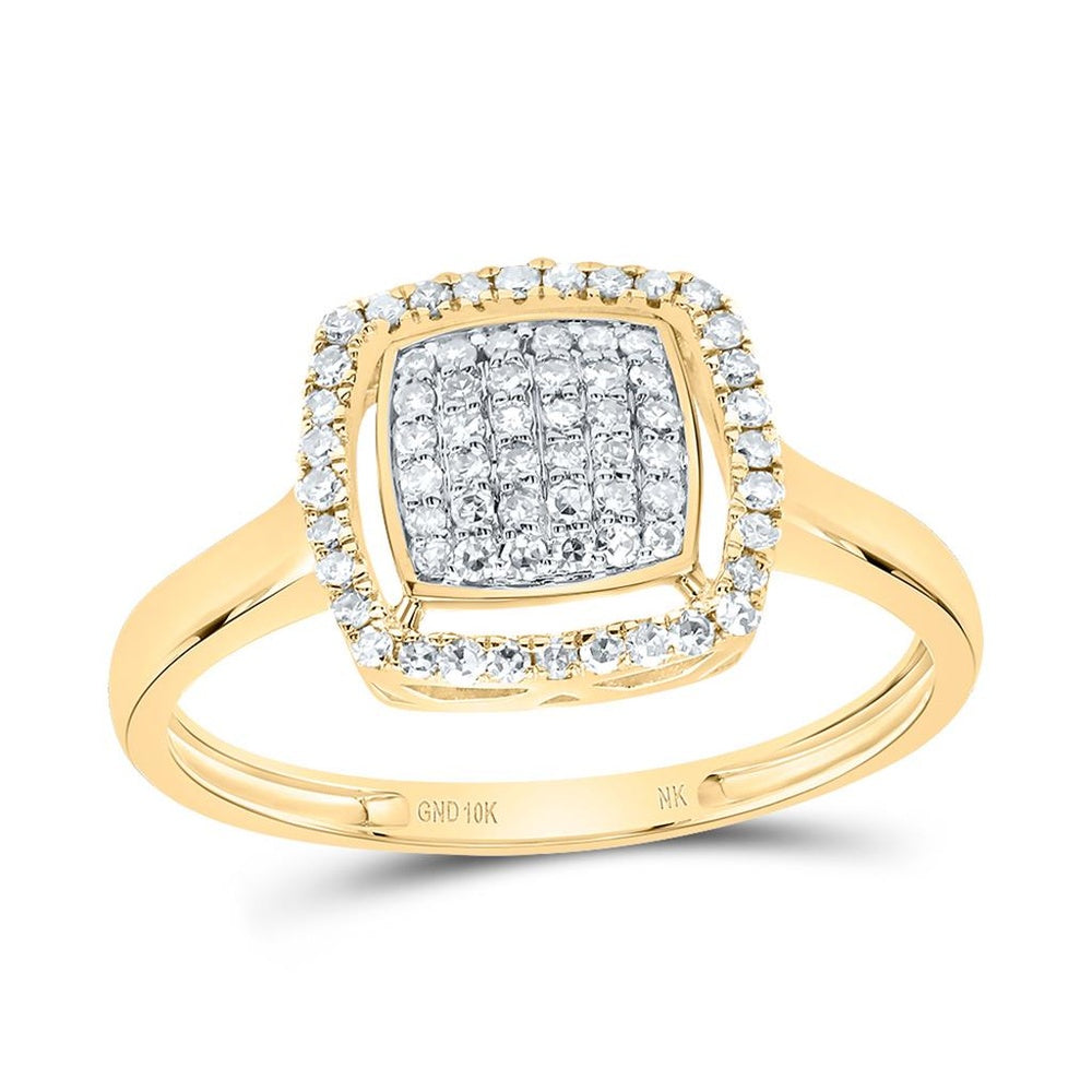 10K Yellow Gold Cushion Diamond Ring - 1/4 Carat Total Diamond Weight