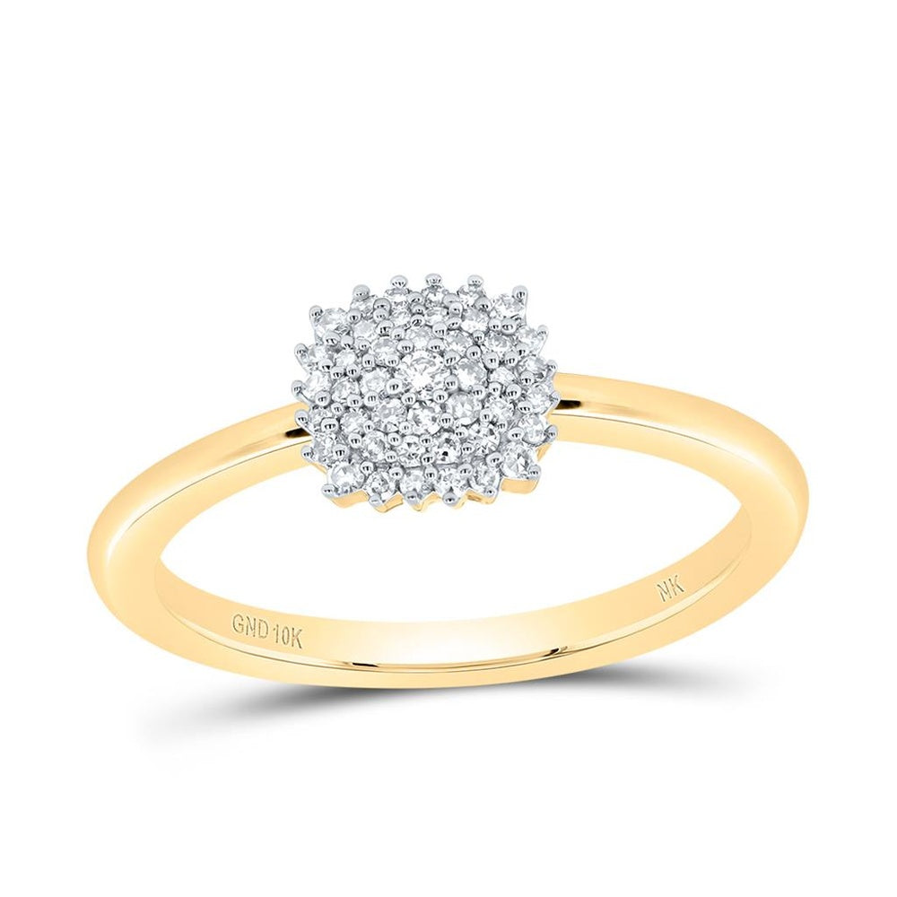10K Yellow Gold Cushion Diamond Ring - 1/7 Carat Total Diamond Weight