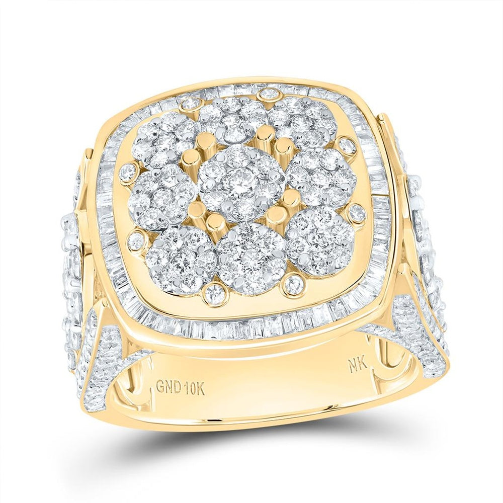 10K Yellow Gold Cushion Diamond Ring - 2 1/2 Carat Total Diamond Weight