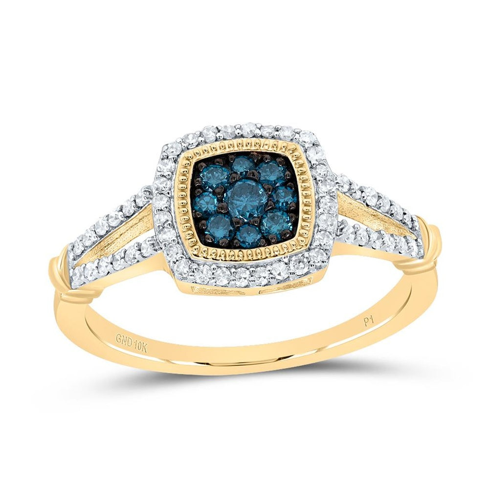 10K Yellow Gold Cushion Diamond Ring - 3/8 Carat Total Diamond Weight