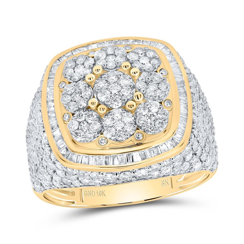 10K Yellow Gold Cushion Diamond Ring - 3 Carat Total Diamond Weight