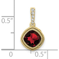 10K Yellow Gold Cushion Garnet Pendant with Diamond Halo - 0.73 Carat Garnet and 0.05 Carat Total Diamond Weight by Lumare Gioia