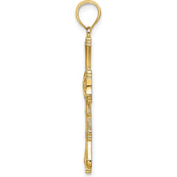 10K Yellow Gold Cut-Out Cross Pendant with Teardrop Sides - 29mm Length