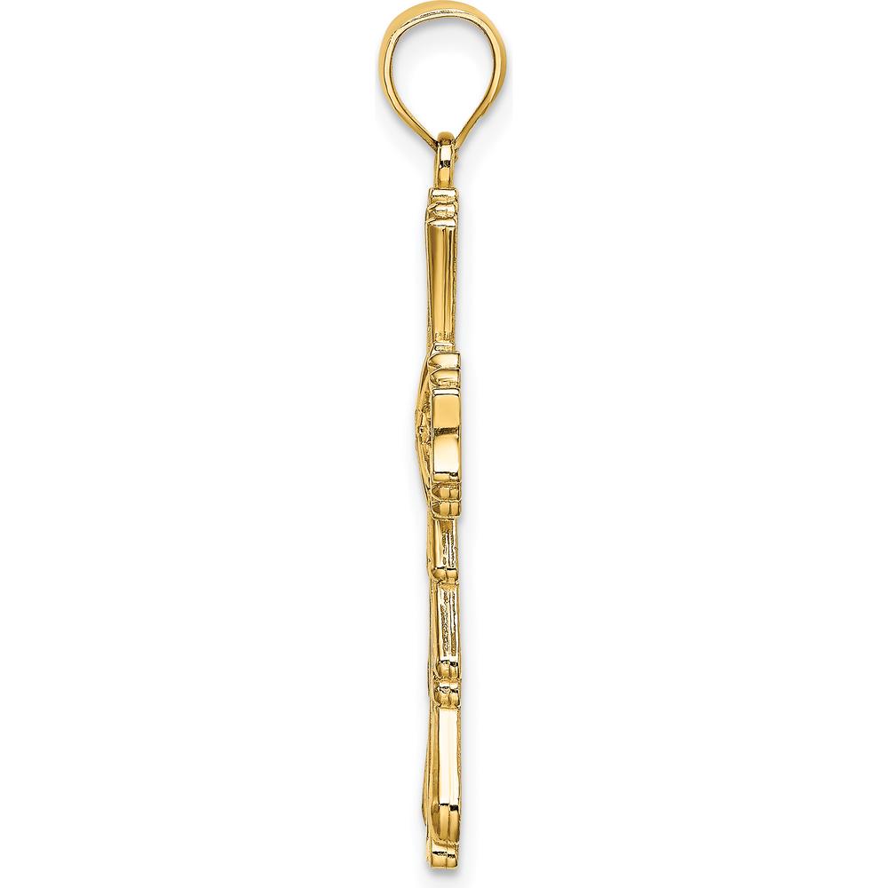 10K Yellow Gold Cut-Out Cross Pendant with Teardrop Sides - 29mm Length