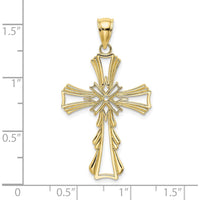 10K Yellow Gold Cut-Out Cross Pendant with Teardrop Sides - 29mm Length